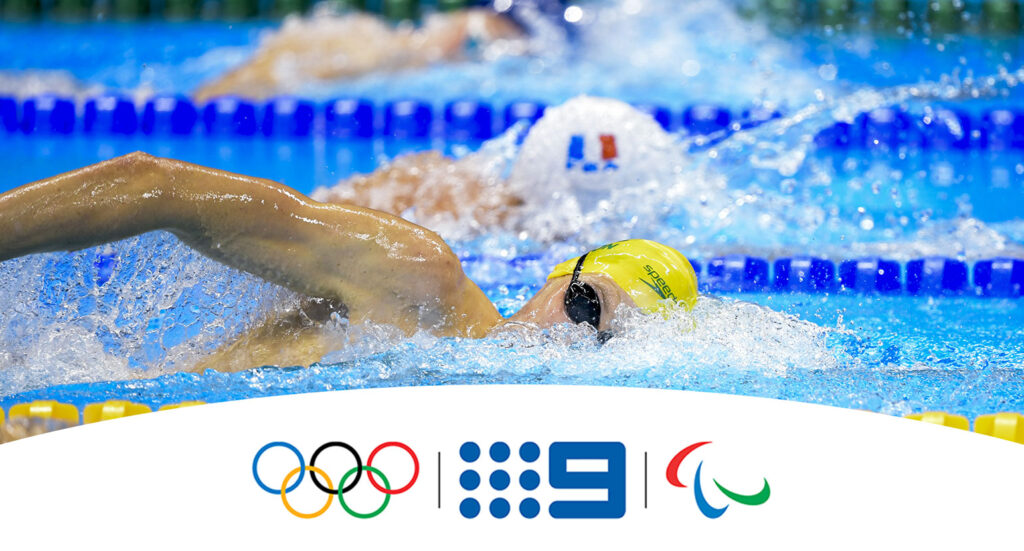 Racing swimmers in pool